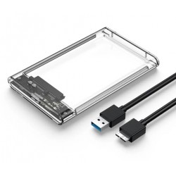 Cofre disco 2.5" SATA USB 3.0, Transparente